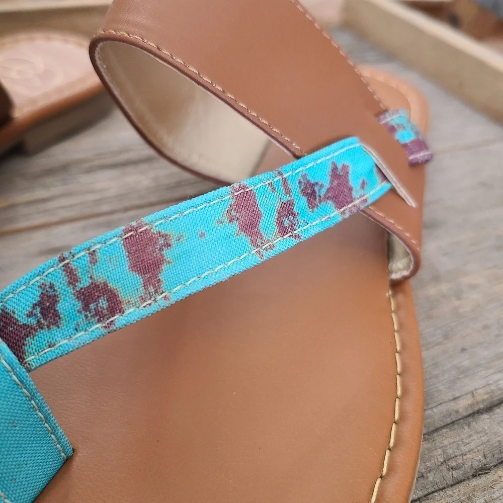 Everglades Turquoise Strappy Sandal Size 6